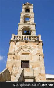 Low angle view of a bell tower, Panaghia Church, Lindos, Rhodes, Dodecanese Islands, Greece