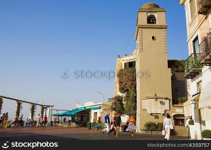 Low angle view of a bell tower, Piazza Umberto, Capri, Campania, Italy