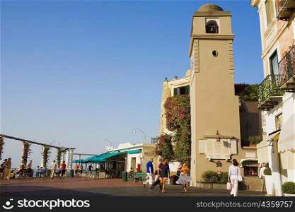 Low angle view of a bell tower, Piazza Umberto, Capri, Campania, Italy