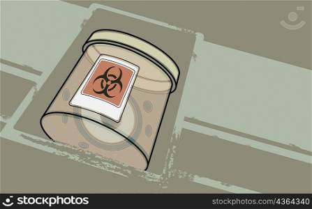 Low angle view of a bio-hazard container
