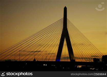 Low angle view of a bridge, Leonard P. Zakim Bunker Hill Bridge, Boston, Massachusetts, USA