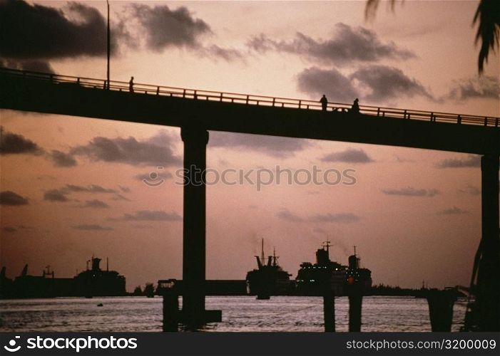 Low angle view of a bridge silhouetted against the sky, Nassau, Bahamas