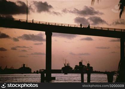 Low angle view of a bridge silhouetted against the sky, Nassau, Bahamas