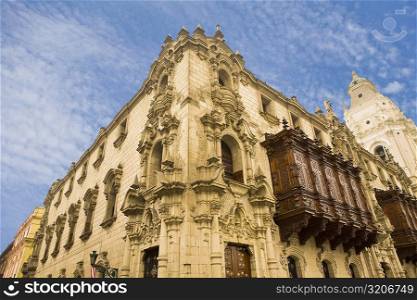 Low angle view of a building, Archbishop&acute;s Palace, Lima Cathedral, Lima, Peru