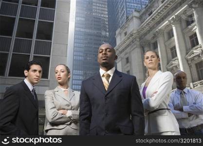 Low angle view of a businessman with his colleagues