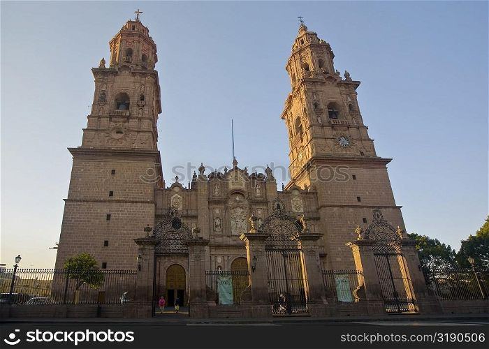 Low angle view of a cathedral, Morelia Cathedral, Morelia, Michoacan State, Mexico