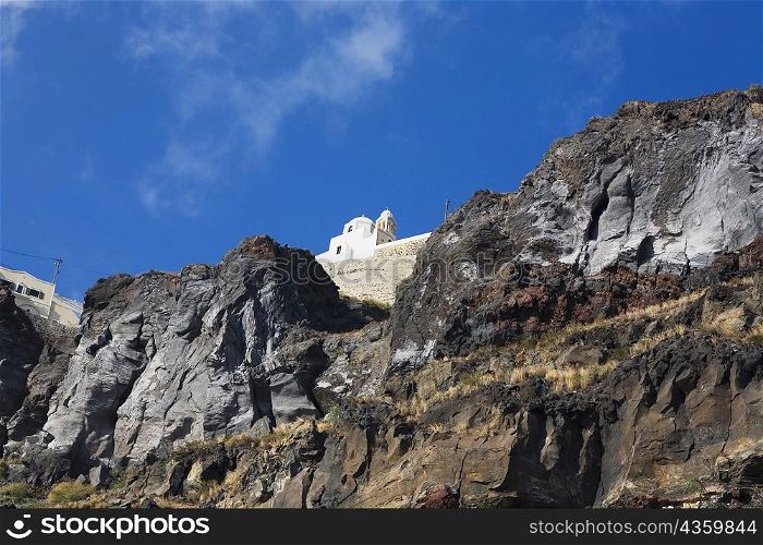 Low angle view of a church on a mountain, Naxos, Cyclades Islands, Greece