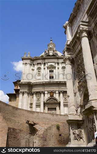 Low angle view of a church, Santi Luca e Martina, Rome, Italy