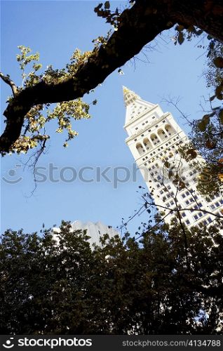 Low angle view of a clock tower, New York City, New York State, USA