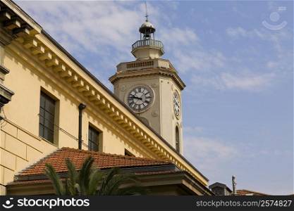 Low angle view of a clock tower of a building, Nice, France
