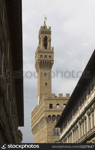 Low angle view of a clock tower, Pallazo Vecchio, Piazza Della Signoria, Florence, Italy