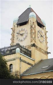 Low angle view of a clock tower, Savannah, Georgia, USA