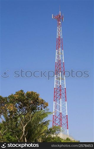 Low angle view of a communication tower, Roatan, Bay Islands, Honduras