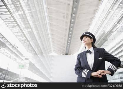 Low angle view of a female pilot