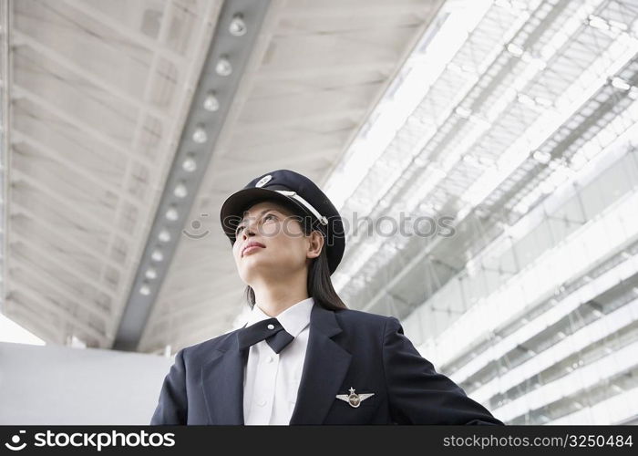 Low angle view of a female pilot