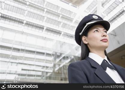 Low angle view of a female pilot