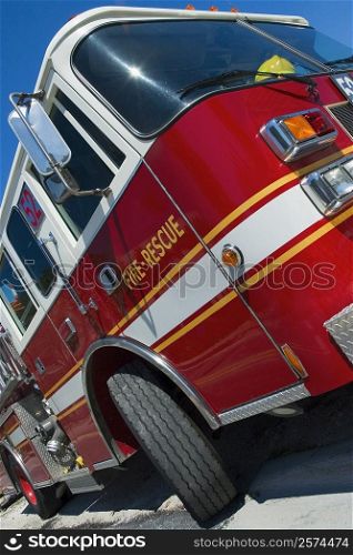 Low angle view of a fire engine on the road