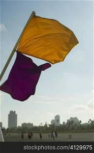 Low angle view of a flag fluttering