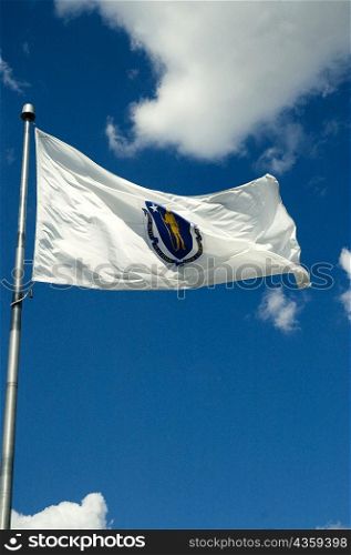 Low angle view of a flag fluttering in the wind, Boston, Massachusetts, USA