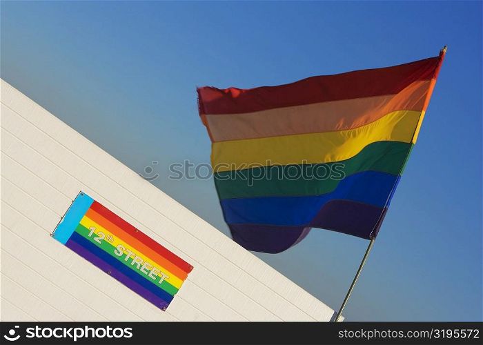 Low angle view of a flag fluttering, Miami, Florida, USA