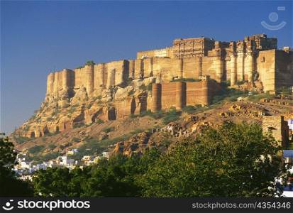 Low angle view of a fort, Meherangarh Fort, Jodhpur, Rajasthan, India