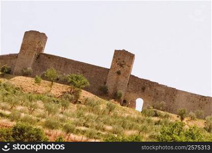 Low angle view of a fort, Monteriggioni, Siena Province, Tuscany, Italy