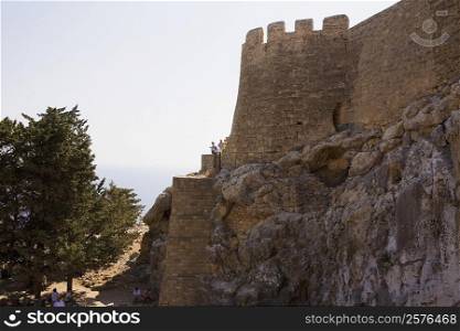 Low angle view of a fortress, Rhodes, Dodecanese Islands, Greece