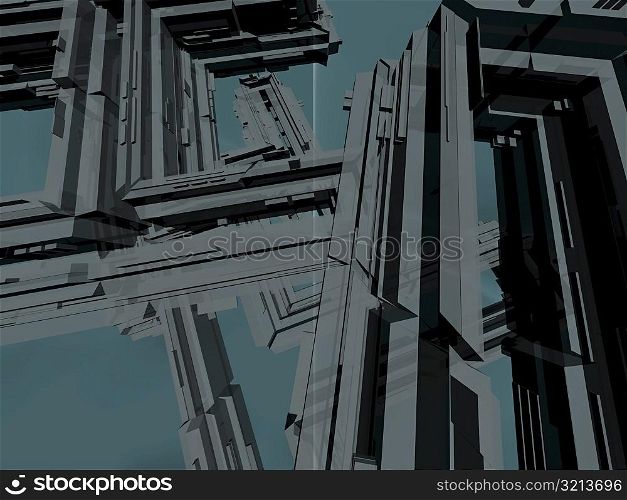 Low angle view of a futuristic building