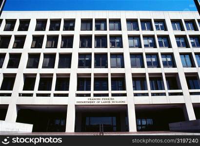 Low angle view of a government building, Department of Labor building, Washington DC, USA