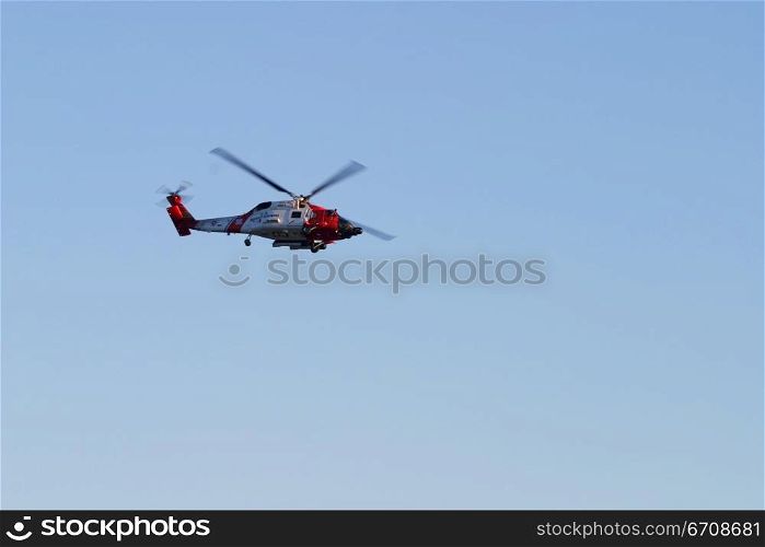 Low angle view of a helicopter in flight