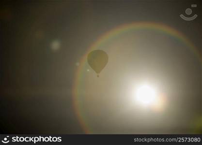 Low angle view of a hot air balloon flying in the sky