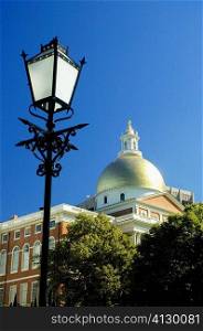 Low angle view of a lamppost, Massachusetts State Capitol, Boston, Massachusetts, USA