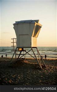 Low angle view of a lifeguard stand on the beach, San Diego, San Diego Bay, California, USA