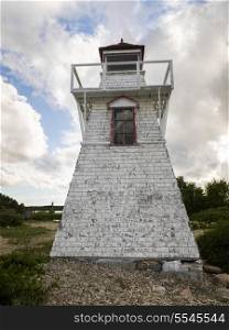 Low angle view of a lighthouse, Hecla Grindstone Provincial Park, Manitoba, Canada