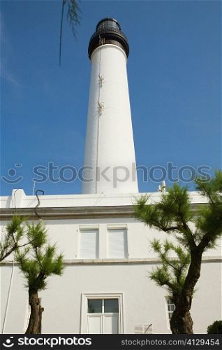 Low angle view of a lighthouse, Phare de Biarritz, Biarritz, Pays Basque, Aquitaine, France
