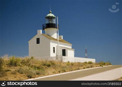 Low angle view of a lighthouse, Point Loma Lighthouse, Cabrillo National Monument, California, USA