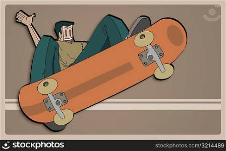 Low angle view of a man skateboarding