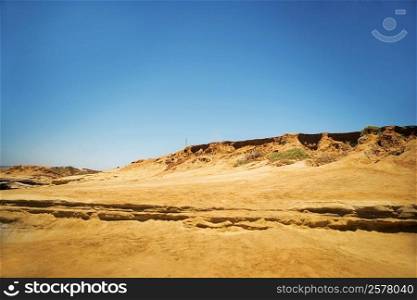 Low angle view of a man standing on the dunes, Coronado Reefs, San Diego, California, USA