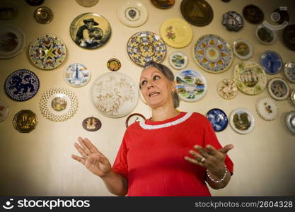 Low angle view of a mature woman gesturing