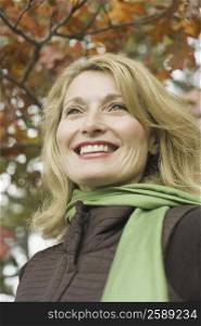 Low angle view of a mature woman smiling