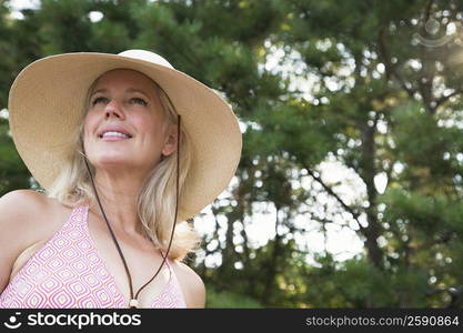 Low angle view of a mature woman smiling