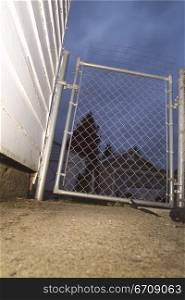 Low angle view of a metal gate