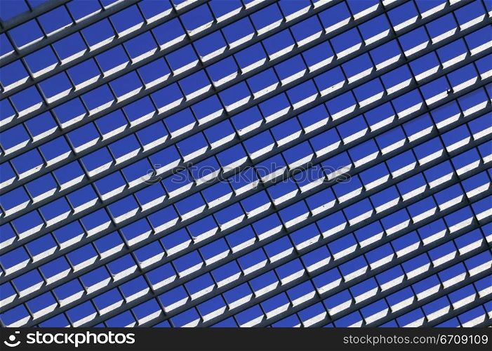 Low angle view of a metal grid roof