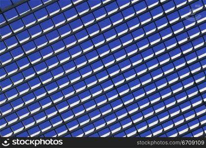 Low angle view of a metal grid roof