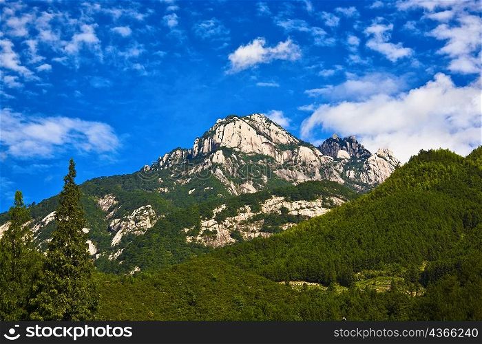 Low angle view of a mountain range, Emerald Valley, Huangshan, Anhui Province, China
