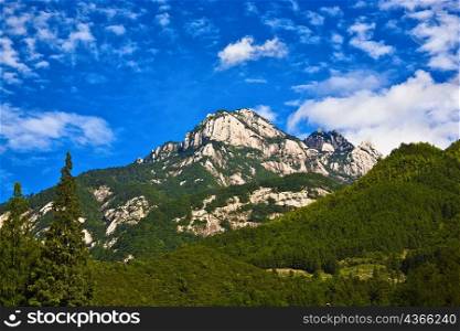 Low angle view of a mountain range, Emerald Valley, Huangshan, Anhui Province, China