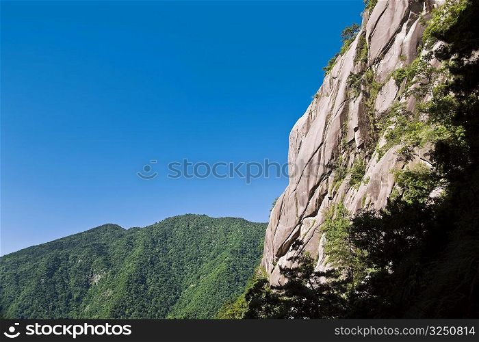 Low angle view of a mountain range, Huangshan, Anhui province, China