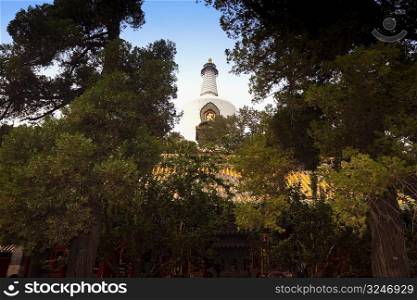 Low angle view of a pagoda, Beihai Park, Beijing, China