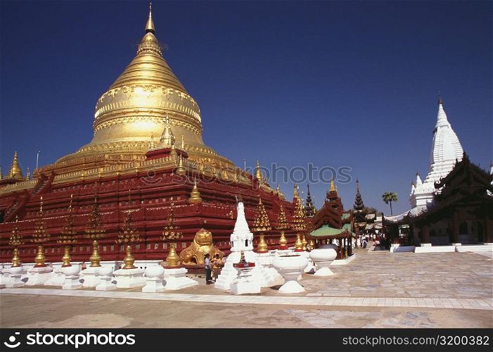 Low angle view of a pagoda, Shwedagon Pagoda, Bagan, Myanmar