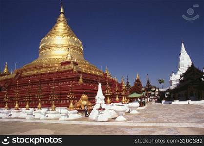 Low angle view of a pagoda, Shwedagon Pagoda, Bagan, Myanmar